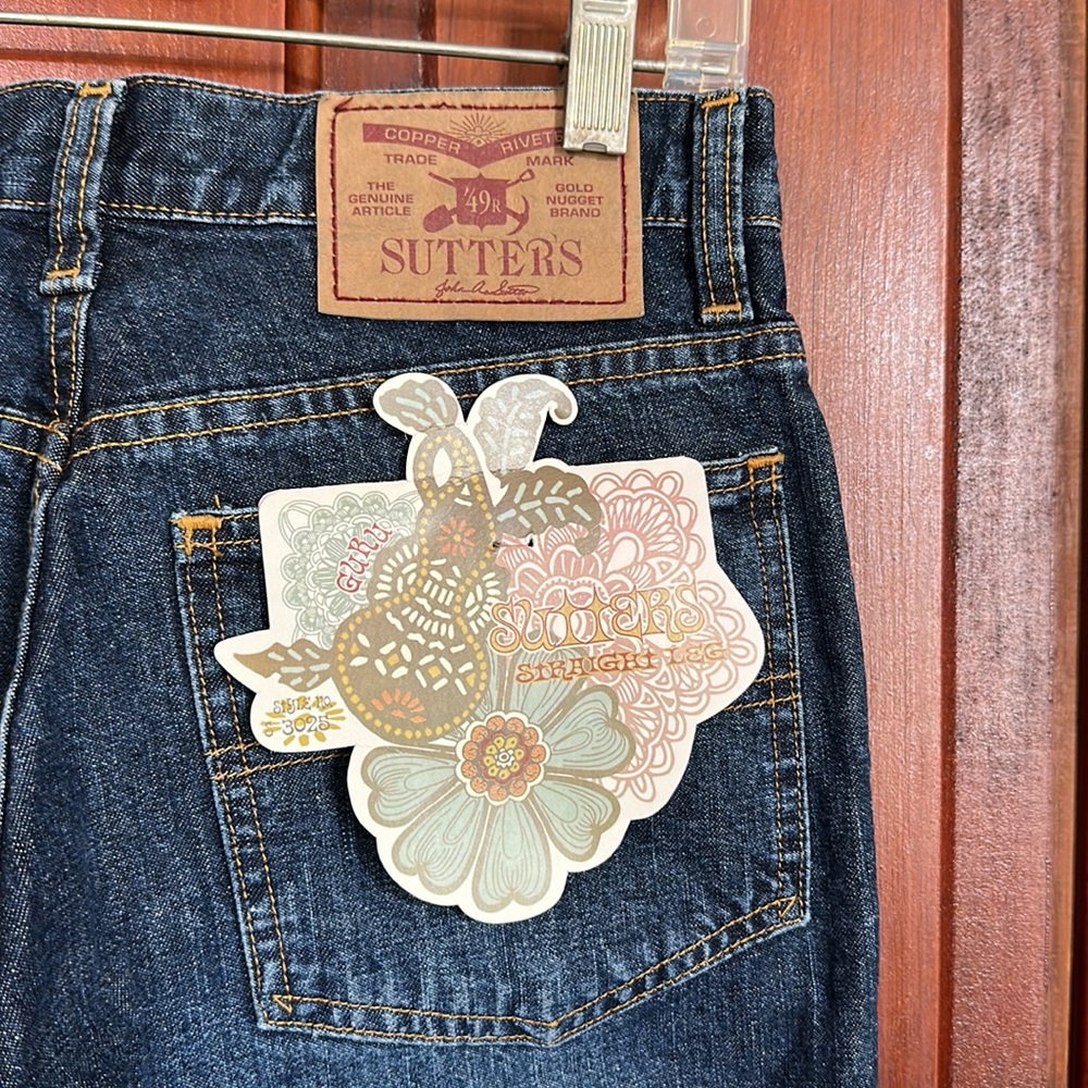 Sutters Copper Riveted Jeans Juniors size 7 cotton denim cropped dark wash - Picture 7 of 9